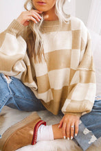 Load image into Gallery viewer, Online Rose Checkered Bishop Sleeve Sweater
