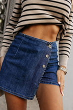 Load image into Gallery viewer, Online Bluing Asymmetric Wrapped Buttoned High Waist Denim Shorts
