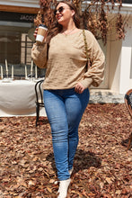 Load image into Gallery viewer, Online Light French Beige Solid Checkered Textured Knit Plus Size Sweater
