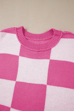 Load image into Gallery viewer, Online Rose Checkered Bishop Sleeve Sweater
