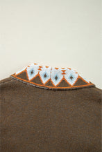 Load image into Gallery viewer, Online Orange Printed Aztec Print Open Front Knitted Cardigan
