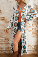 Load image into Gallery viewer, Online White Western Aztec Print Duster Open Front Top
