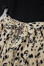 Load image into Gallery viewer, Online Black Ribbed Knit Patchwork Printed Belted A-line Dress
