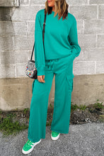 Load image into Gallery viewer, Online Sachet Pink Solid Color Patchwork Pullover Top and Cargo Pants Set

