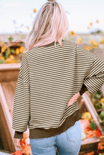 Load image into Gallery viewer, Online Pink Stripe Loose Drop Shoulder Long Sleeve Top
