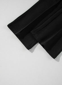 Online Black Solid Seamed Zipper Jacket and Drawstring Waist Pants Set