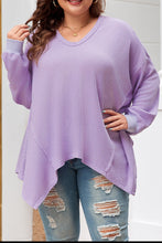 Load image into Gallery viewer, Online Orchid Petal Plus Size Waffle Knit Exposed Seam Flowy Top
