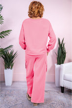 Load image into Gallery viewer, Online Sachet Pink Solid Color Patchwork Pullover Top and Cargo Pants Set
