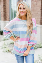 Load image into Gallery viewer, Multicolor Striped Colorblock Long Sleeve Pullover Sweatshirt
