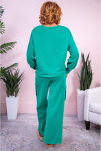 Load image into Gallery viewer, Online Sachet Pink Solid Color Patchwork Pullover Top and Cargo Pants Set

