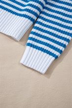 Load image into Gallery viewer, Online Pink Stripe Zip up Collar Drop Shoulder Sweater
