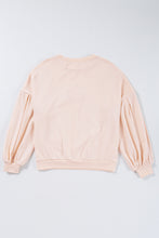 Load image into Gallery viewer, Online Light Pink Embroidered Bow Lantern Sleeve Oversized Pullover Sweatshirt
