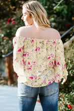 Load image into Gallery viewer, Yellow Yellow Plus Size Floral Off Shoulder Ruffle Sleeve Top
