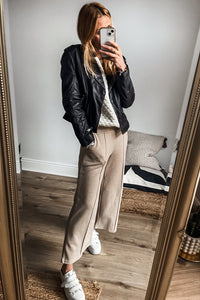 Online Black PU Leather Lapel Collar Zipper Jacket
