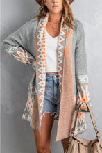 Load image into Gallery viewer, Online Orange Printed Aztec Print Open Front Knitted Cardigan
