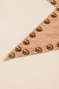 Online Beige Star Shape Studded Crew Neck Plus Size T Shirt