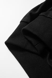 Online Black Contrast Stitches Detail Puffy Half Sleeve Blouse