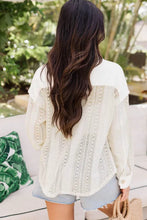 Load image into Gallery viewer, Beige Lace See-through Button Collared Shacket

