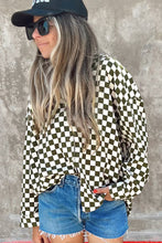 Load image into Gallery viewer, Online Green Checkerboard Printed Drop Shoulder Loose Casual Shirt
