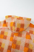 Load image into Gallery viewer, Online Orange Checkered Sherpa Hooded Jacket
