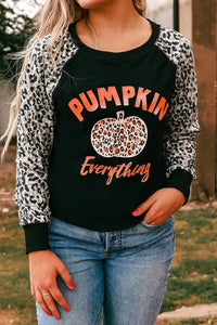 Leopard Halloween Leopard Pumpkin Print Long Sleeve Top