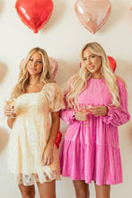Load image into Gallery viewer, Online Strawberry Pink Flounce Sleeve Tiered Ruffled Velvet Mini Dress
