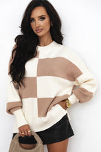 Load image into Gallery viewer, Online Green Checkered Side Slits Drop Shoulder Oversized Sweater
