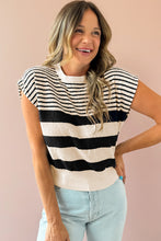 Load image into Gallery viewer, Online Black white Striped O Neck Sweater Vest
