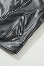 Load image into Gallery viewer, Online Black PU Leather Lapel Collar Zipper Jacket

