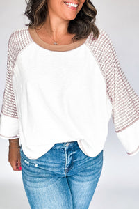 Online Black Striped Bracelet Sleeve Raglan Patchwork Top