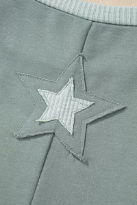 Online Mist Green Stars Patchwork Round Neck Plus Size T Shirt