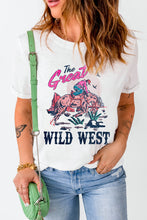 Load image into Gallery viewer, Online White The Great WILD WEST Rodeo Graphic Crew Neck T Shirt
