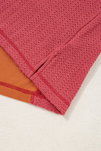Load image into Gallery viewer, Online Orange Textured Knit Color Block Patchwork Chest Pocket Plus Size Top
