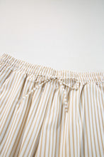 Load image into Gallery viewer, Online Khaki Stripe Plus Size Drawstring High Waist Wide Leg Pants

