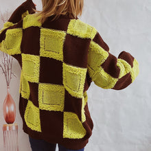 Load image into Gallery viewer, Online Checkered Round Neck Long Sleeve Sweater
