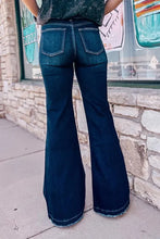 Load image into Gallery viewer, Real Teal High Rise Ripped Bell Bottom Jeans
