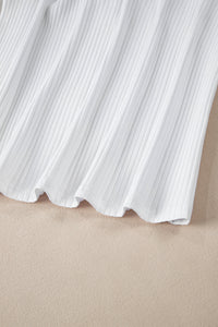 Online White Colorblock Patchwork Batwing Sleeve Ribbed Plus T Shirt