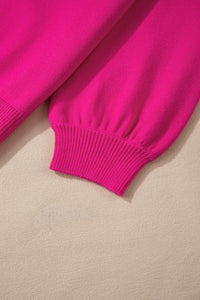 Online Strawberry Pink Pearled Decor Raglan Sleeve Plus Size Sweater