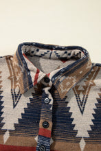 Load image into Gallery viewer, Online Brown Western Aztec Collared Button-up Sweatshirt
