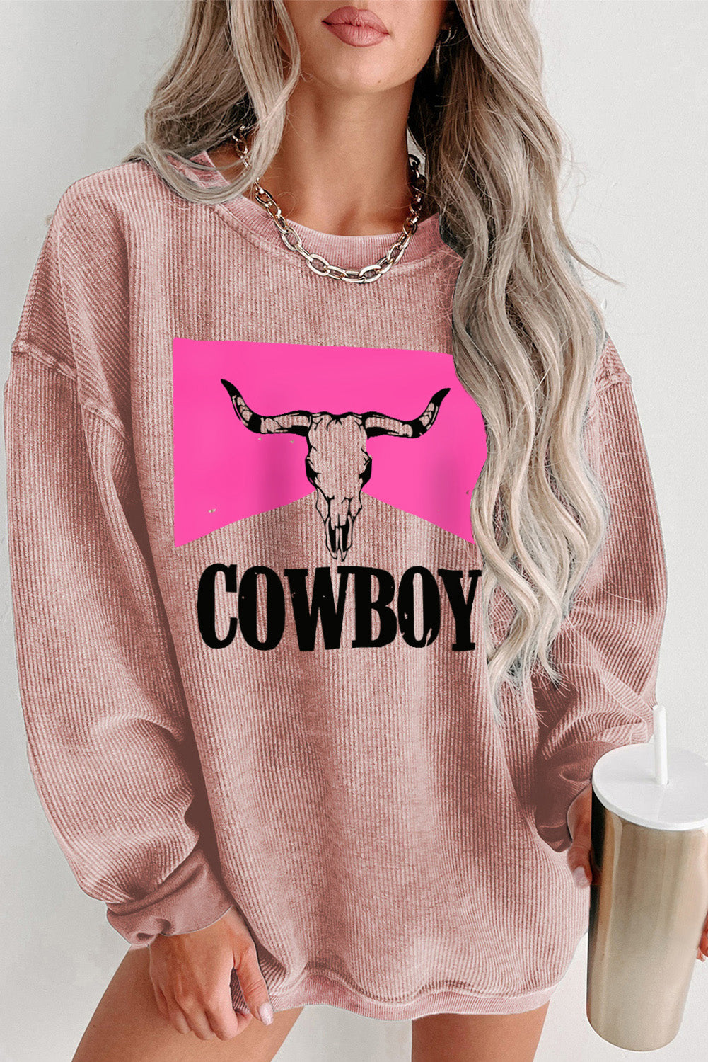 Online COWBOY Graphic Round Neck Sweatshirt