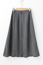 Load image into Gallery viewer, Online Dark Grey Fully Buttoned Long Denim Skirt
