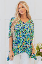 Load image into Gallery viewer, Online Pink Abstract Print V Neck Half Sleeve Loose Fit Tunic Blouse
