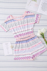 Online Multicolor Aztec Print Short Sleeve Romper