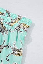 Load image into Gallery viewer, Online Green Leopard Satin Ruffle Pajama Short Set
