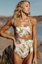 Load image into Gallery viewer, Online Pink Tropical Asymmetric Cut out Halter Backless One Piece Swimwear
