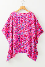 Load image into Gallery viewer, Online Pink Abstract Print V Neck Half Sleeve Loose Fit Tunic Blouse
