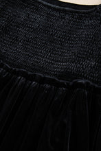 Load image into Gallery viewer, Online Black Velvet Flounce Sleeve Shirred Bodice Plus Babydoll Dress
