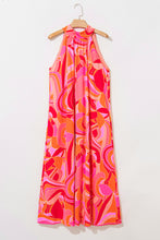 Load image into Gallery viewer, Online Rose Abstract Printed High Neck Knotted Nape Sleeveless Maxi Dress
