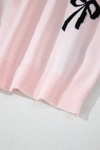Load image into Gallery viewer, Online Light Pink Bow Pattern Knitted Loose Fit Sweater
