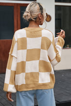 Load image into Gallery viewer, Online Rose Checkered Bishop Sleeve Sweater
